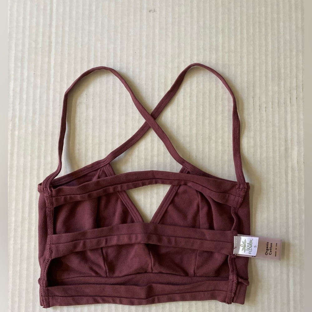 Soul Flower Organic Cotton Bralette Plum Burgundy Size S - Picture 4 of 11
